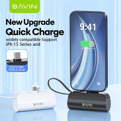 Bavin Mini Power Bank 5000 mAh avec câble intégré